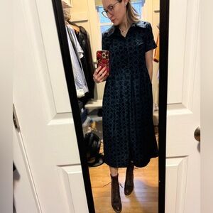 Chic Navy Floral Midi Dress